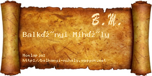 Balkányi Mihály névjegykártya